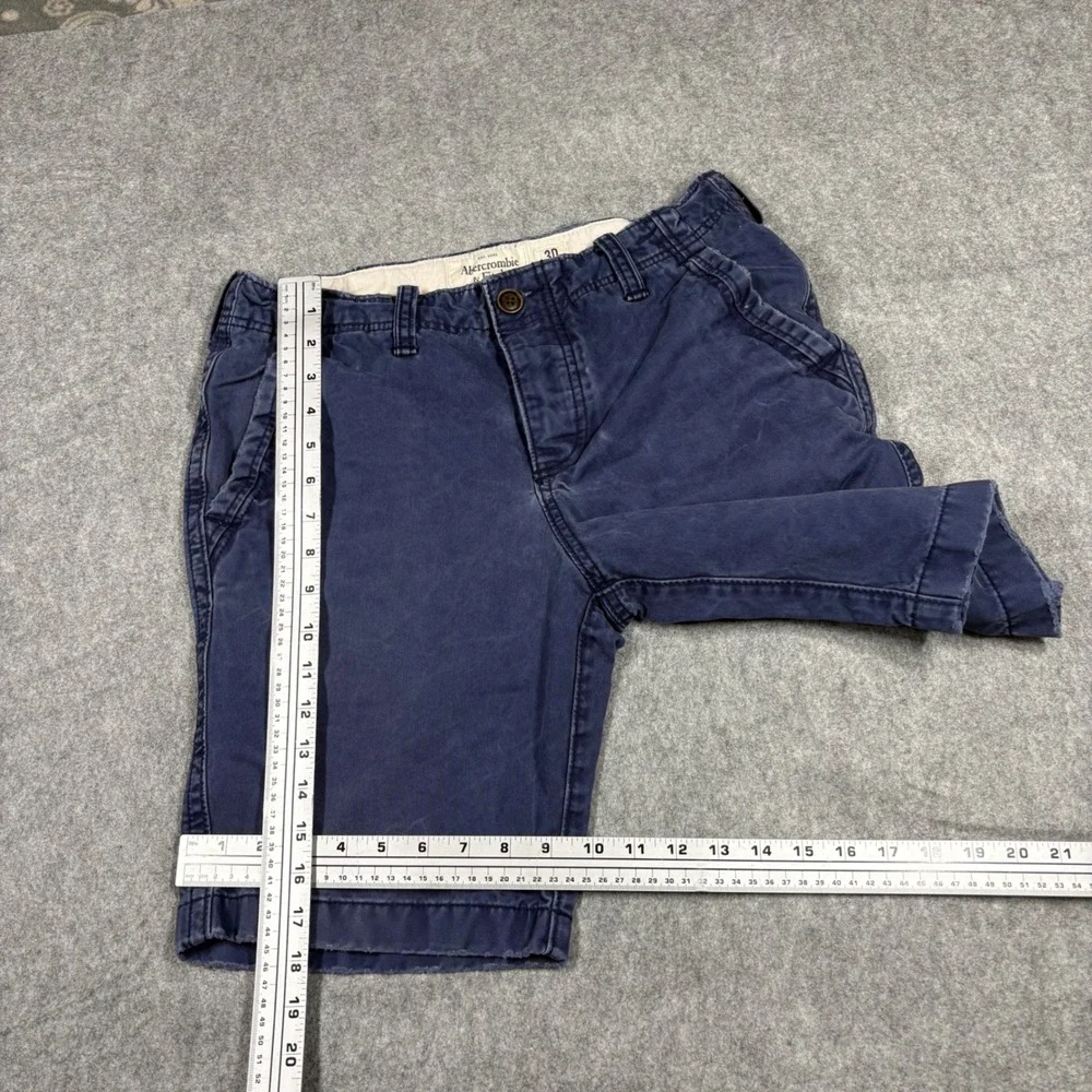 Abercrombie & Fitch Navy Blue Chino Shorts Size 30 Mid Rise Cotton Twill